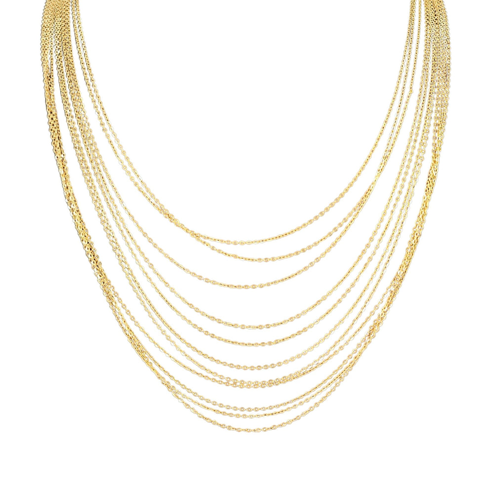 Gold chain necklace on a white background