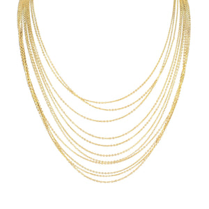 Gold chain necklace on a white background