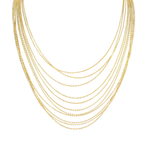 Gold chain necklace on a white background