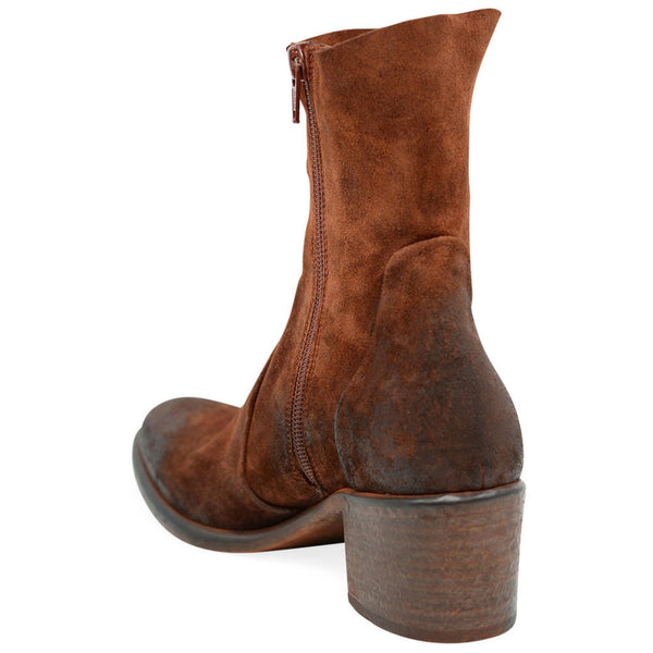 Brown leather boot on a white background