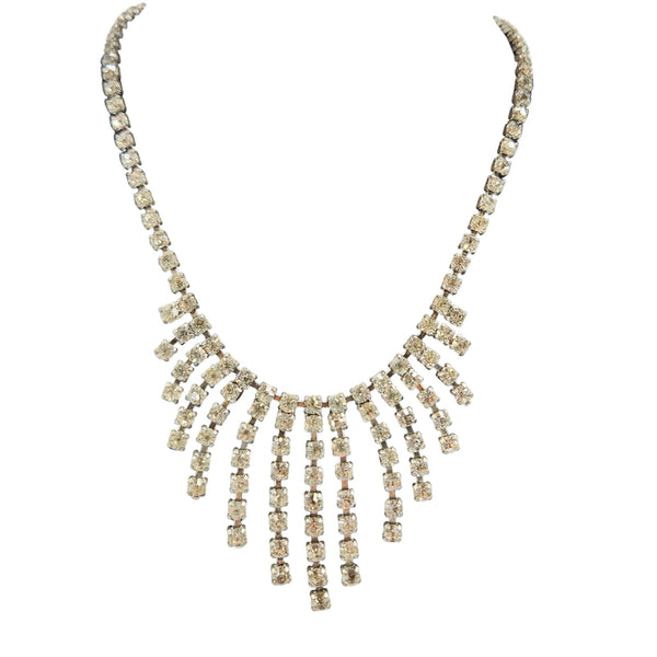 Necklace with crystal-like beads on a white background
