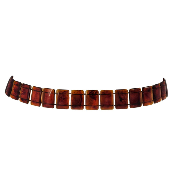 Brown belt with rectangular buckle on a white background