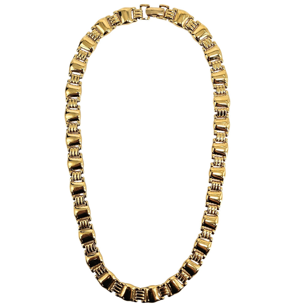 Vintage 1960s–70s Gold Tone Link Collar Necklace