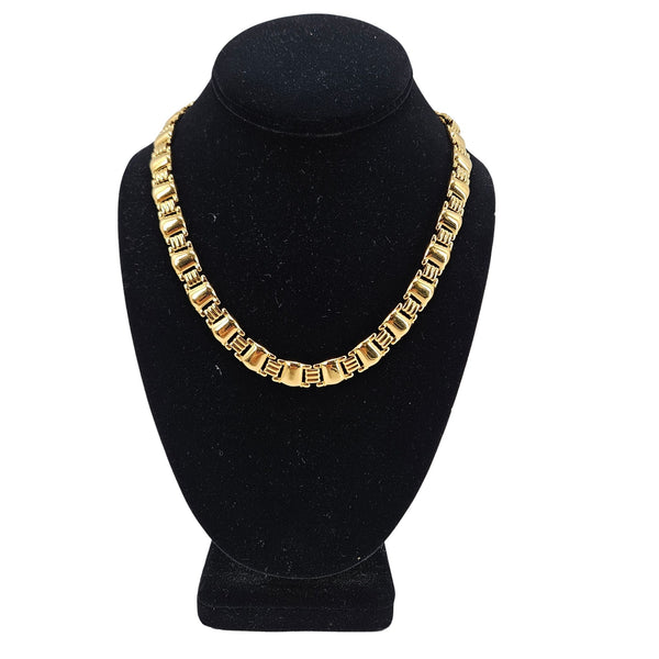 Vintage 1960s–70s Gold Tone Link Collar Necklace