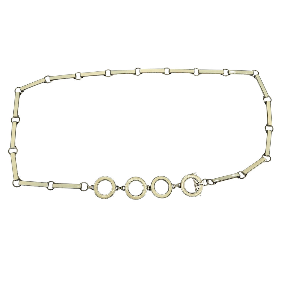 Vintage 1970's Ivory/Cream Enamel Silvertone Link Belt.