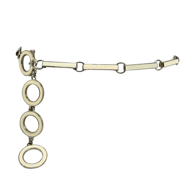 Metallic bridle with rings on a white background