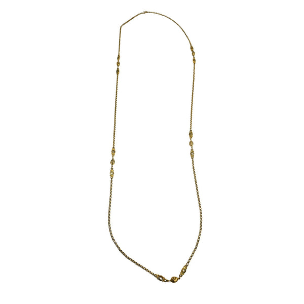 Gold necklace on a white background
