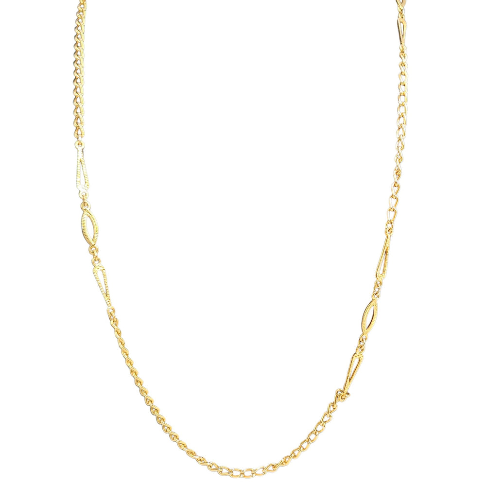 Gold chain necklace on a white background