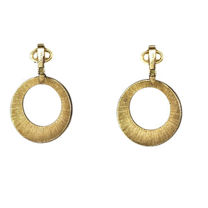 Vintage Signed Green Enamel & Goldtone Tiered Dangle Earrings