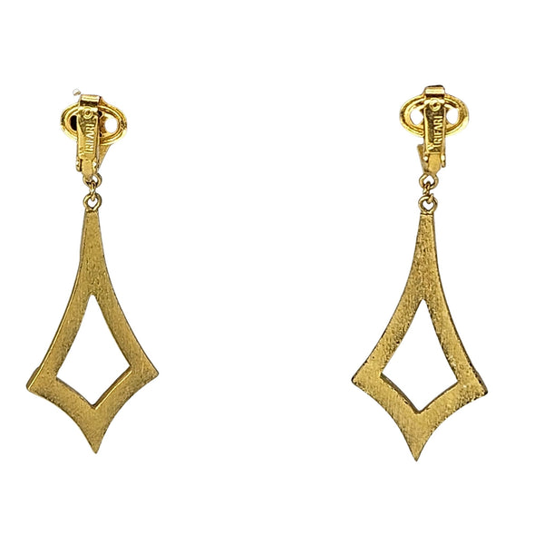 Vintage White Enamel & Gold Tone Tiered Dangle Earrings