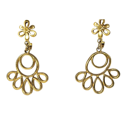 Vintage Goldtone Floral & Multi-Teardrop Clip-On Earrings