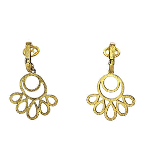 Vintage Goldtone Floral & Multi-Teardrop Clip-On Earrings