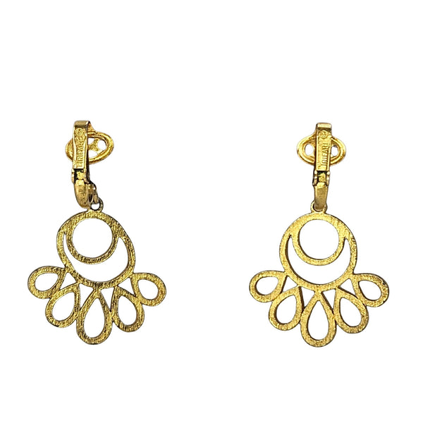 Vintage Goldtone Floral & Multi-Teardrop Clip-On Earrings