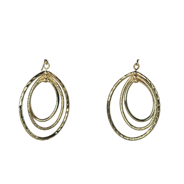 Vintage Etched Multi-Oval Dangle Earrings