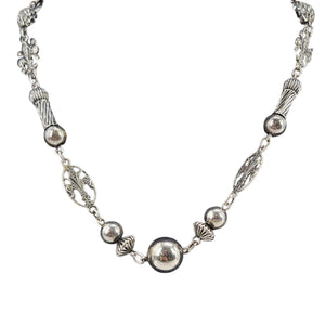 Vintage 1920's Sterling Silver Fleur-de-Lis Station Necklace