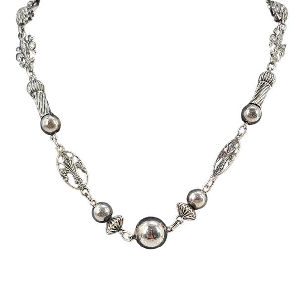 Vintage 1920's Sterling Silver Fleur-de-Lis Station Necklace