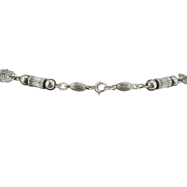 Vintage 1920's Sterling Silver Fleur-de-Lis Station Necklace