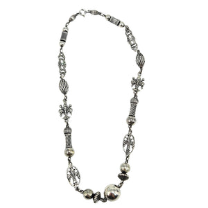 Vintage 1920's Sterling Silver Fleur-de-Lis Station Necklace