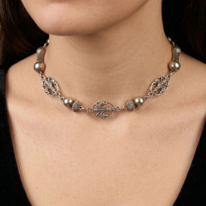 Vintage 1920's Sterling Silver Fleur-de-Lis Station Necklace