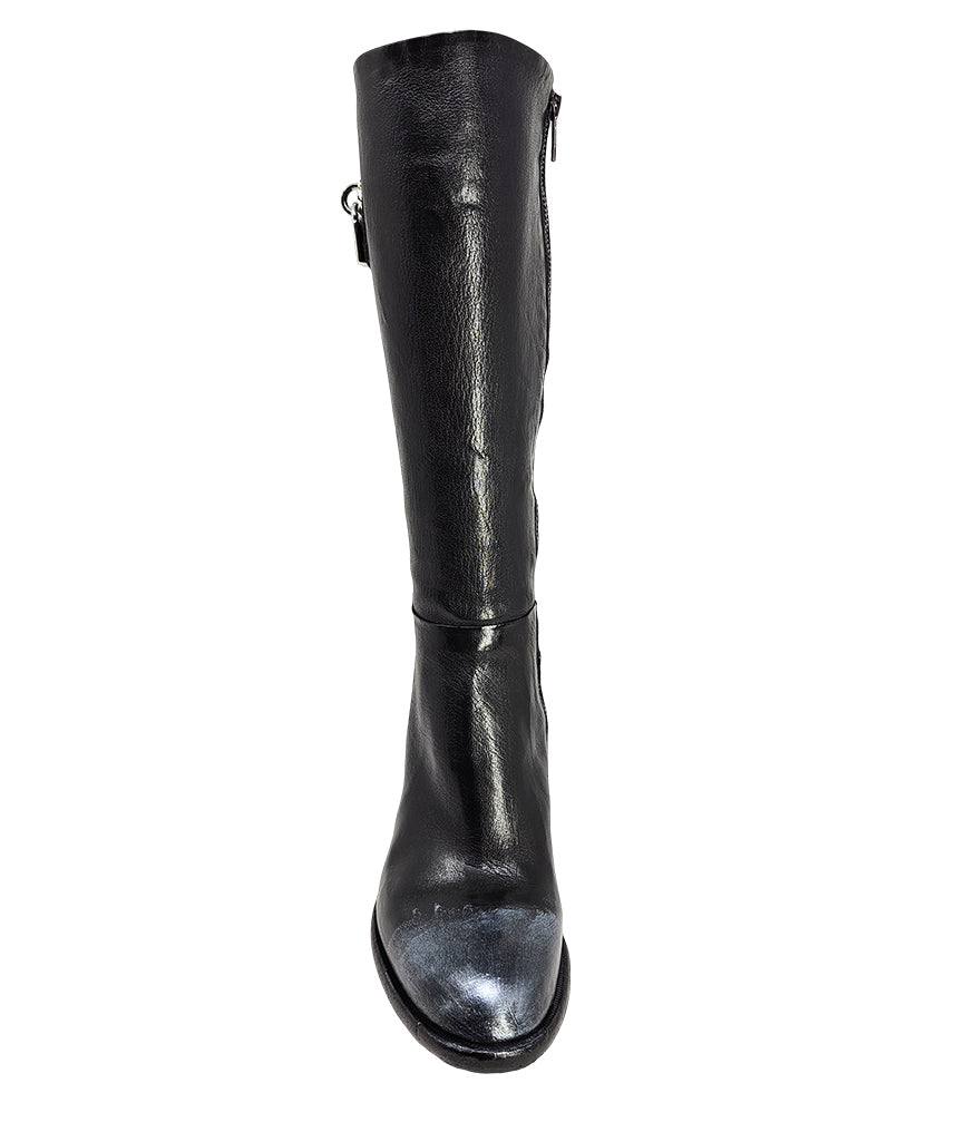 Madison Maison Black Tall Hand Rubbed Lock Boot