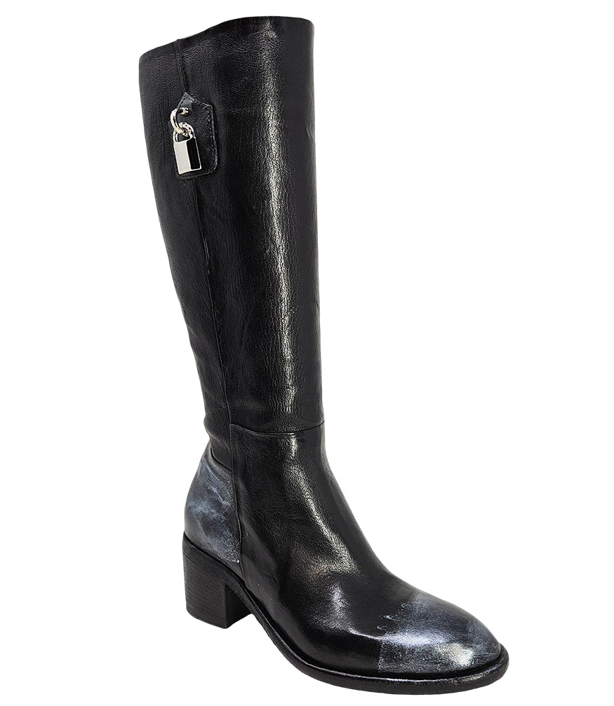 Madison Maison Black Tall Hand Rubbed Lock Boot