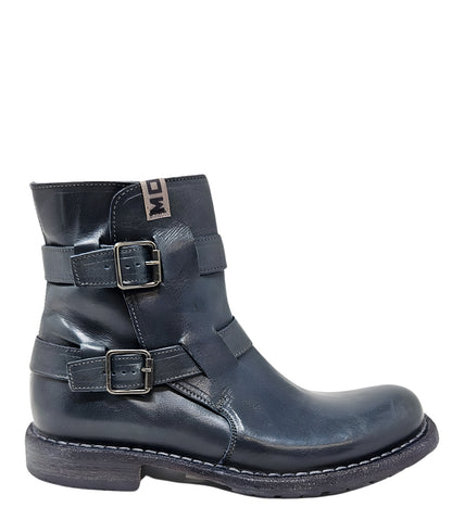 Moma Navy Double Buckle Boot