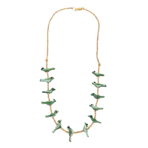 Green Mother of Pearl Fetish Bird Necklace