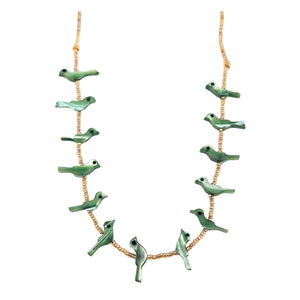 Green Mother of Pearl Fetish Bird Necklace
