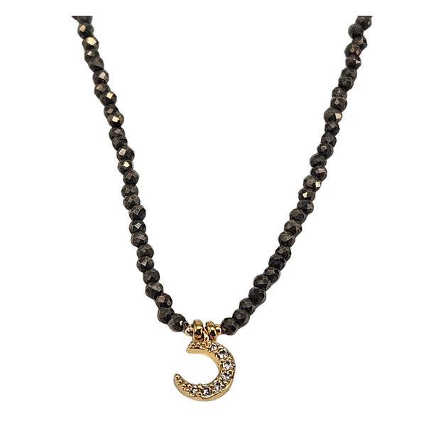 Hematite Micro Bead Moon Choker