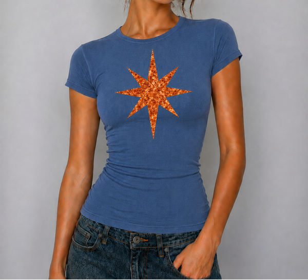 (Pre-Order) Madison Maison Mid Blue Glitter Star T shirt