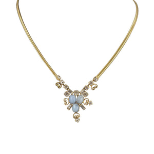 Vintage Rhinestone Necklace Gold Tone Chain Elegant Jewelry 16"