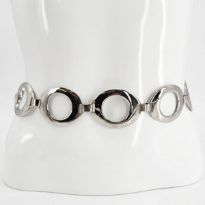 Vintage Chain Belt 5 Circle Link Silvertone 6 Links Big Circles Design Mod Boho