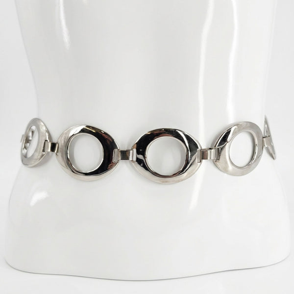Vintage Chain Belt 5 Circle Link Silvertone 6 Links Big Circles Design Mod Boho