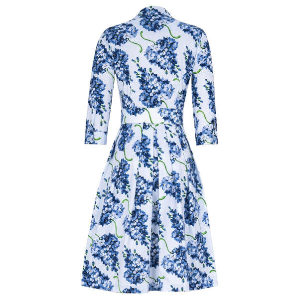 Blue floral dress on a white background