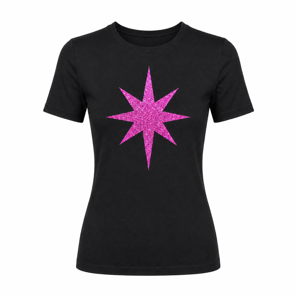 Madison Maison x On/Off Essentials Black/Fuchsia Plain Star T-Shirt