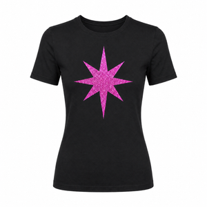 Madison Maison x On/Off Essentials Black/Fuchsia Plain Star T-Shirt