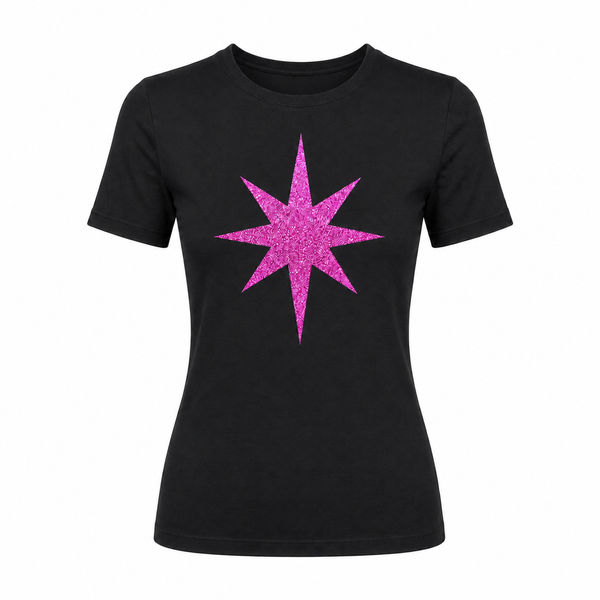 Madison Maison x On/Off Essentials Black/Fuchsia Plain Star T-Shirt