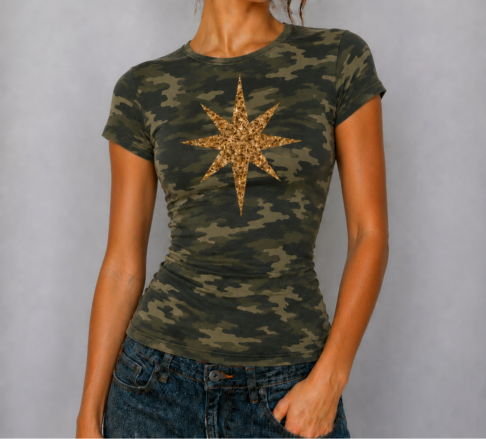 (Pre-Order) Madison Maison Camo Glitter Star T shirt