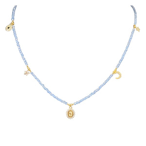 Pale VIolet Blue  Charm Necklace
