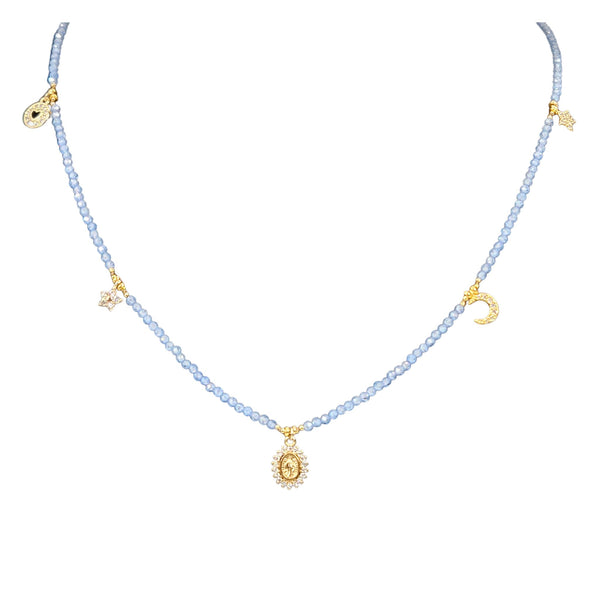 Pale VIolet Blue  Charm Necklace