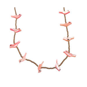 Pink Mother of Pearl Fetish Bird Necklace