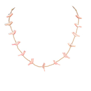 Pink Mother of Pearl Fetish Bird Necklace