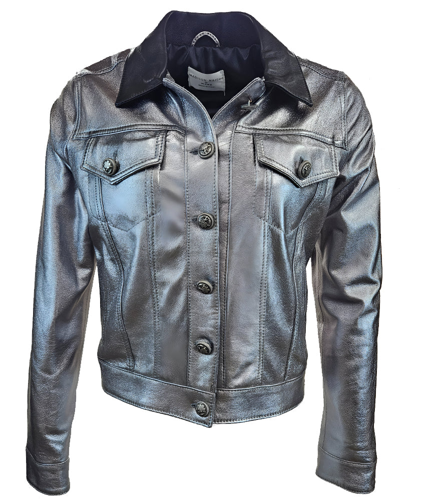 Madison Maison Silver/Black Leather Jacket - MADISON MAISON