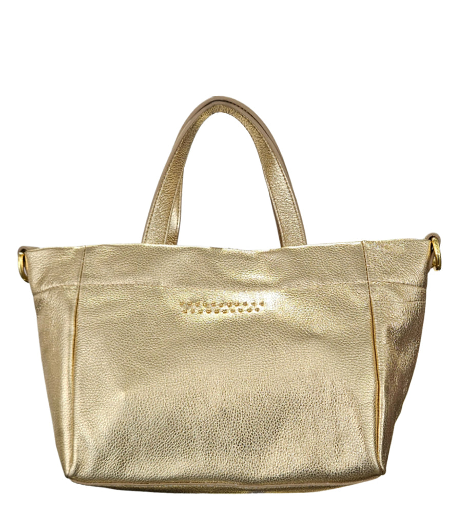 Quyenn Metallic Gold Leather Tote Bag - Gold