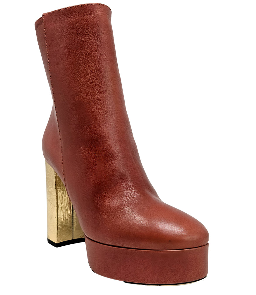 Madison Maison Camel/Gold Cracked Leather Platform Boot - MADISON MAISON