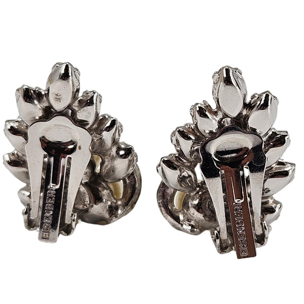 Vintage Clear Rhinestone & Pearl Earrings