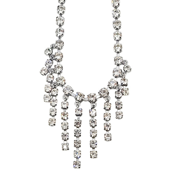Vintage 1940s–50s Stream Rhinestone Centerpiece Necklace