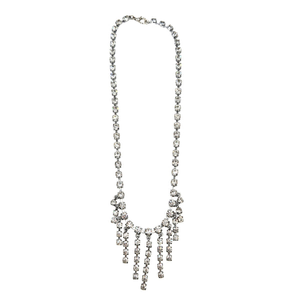 Vintage 1940s–50s Stream Rhinestone Centerpiece Necklace