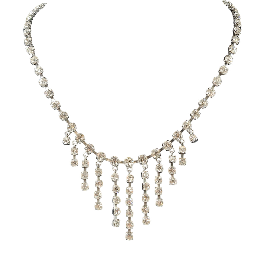 Vintage 1940s–50s Stream Rhinestone Centerpiece Necklace