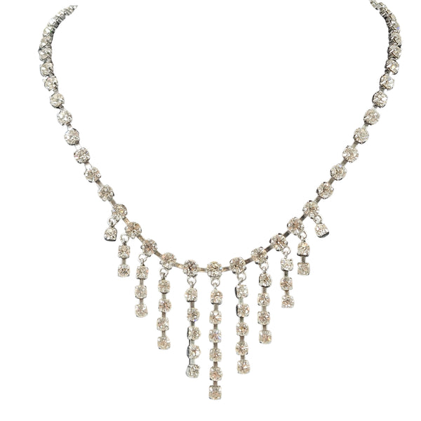 Vintage 1940s–50s Stream Rhinestone Centerpiece Necklace